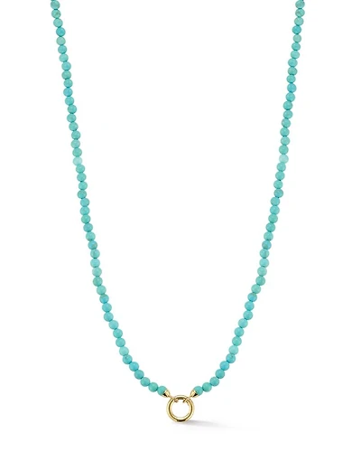 14 Yellow Gold Turquoise Beaded Clip Bale Pendant Necklace, 17"