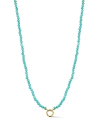 Moon & Meadow 14 Yellow Gold Turquoise Beaded Clip Bale Pendant Necklace, 17