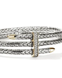 Sterling Silver & 14K Yellow Gold Diamond Spear Triple Flex Cuff Bracelet