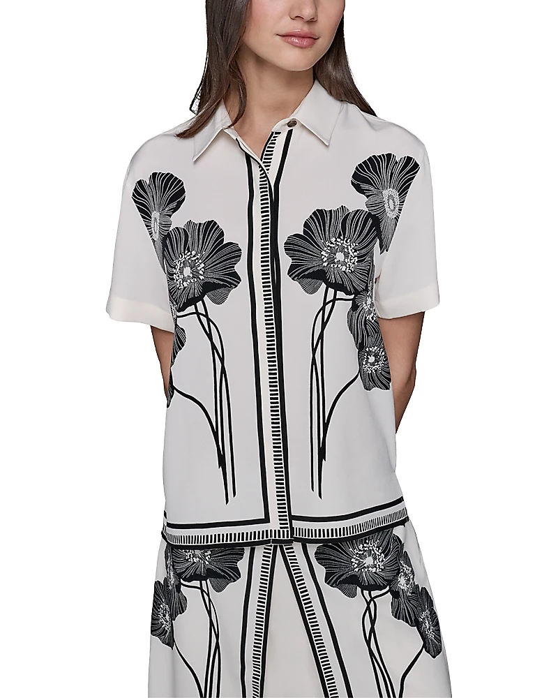 Karl Lagerfeld Paris Floral Short Sleeve Shirt