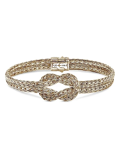 John Hardy 14K Yellow Gold & Sterling Silver Love Knot Woven Chain Statement Bracelet
