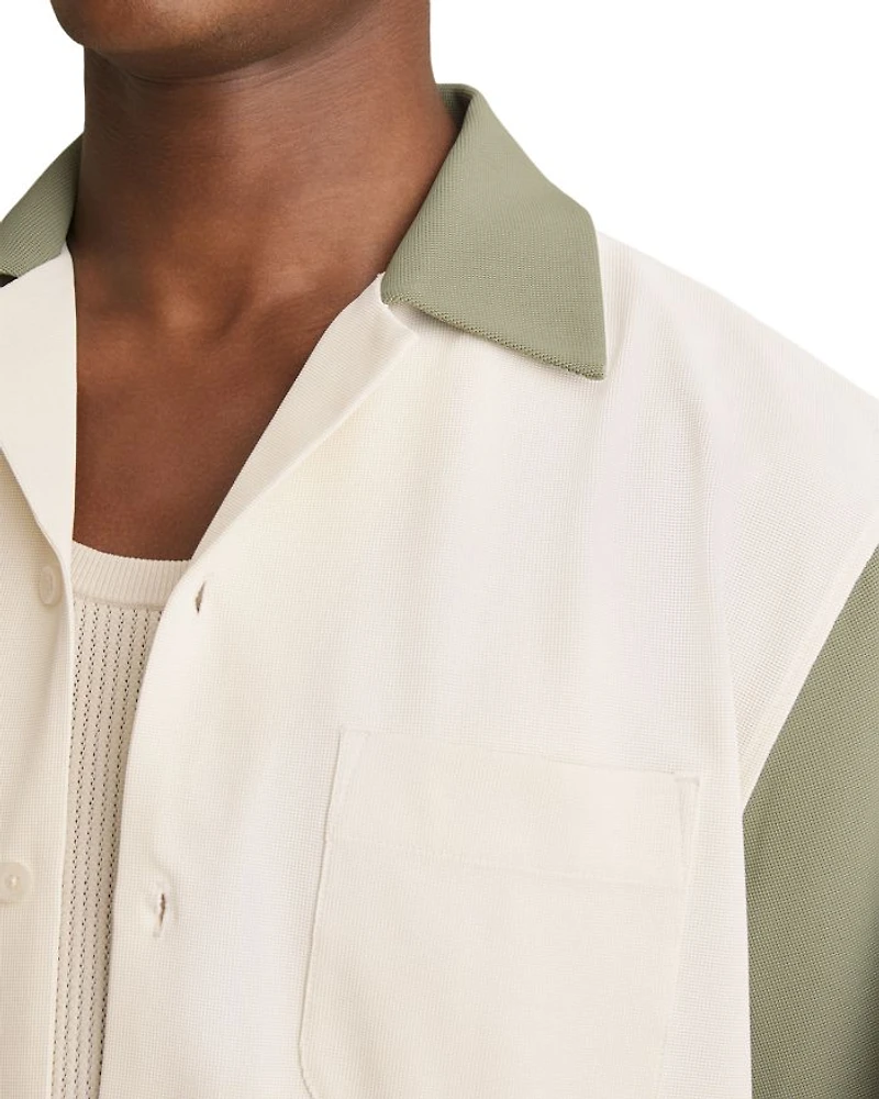Peza Textured Color Block Cuban Shirt