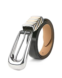 Women's Metal Core Black Leather Belt