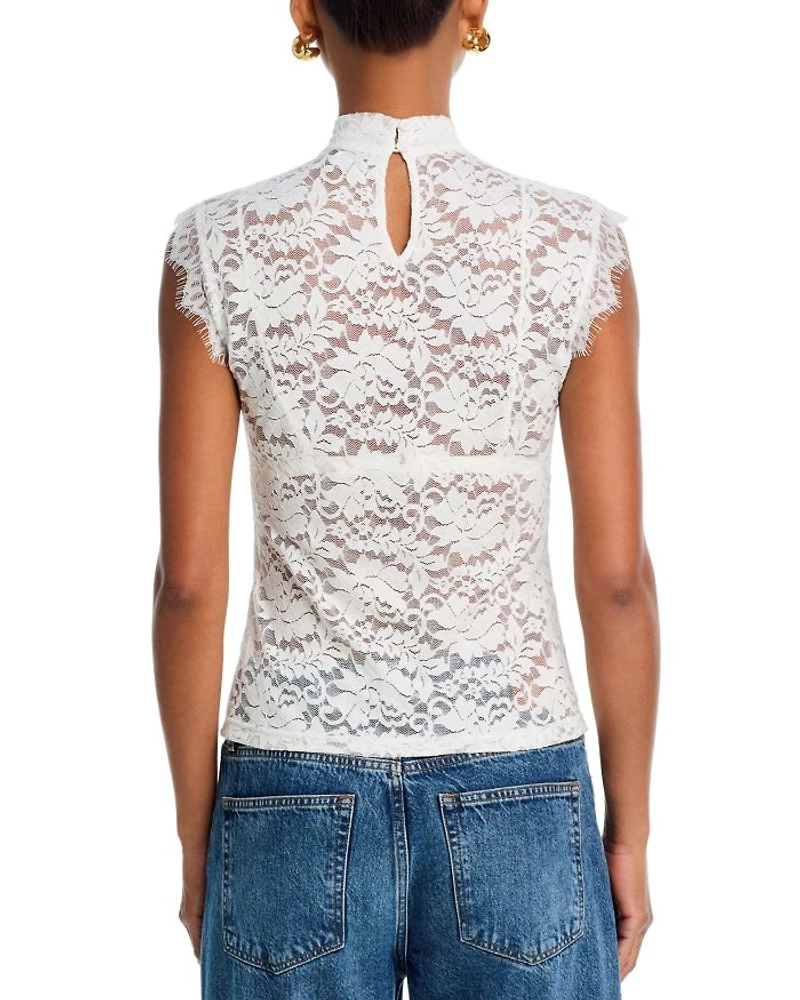 Mock Neck Lace Tank Top