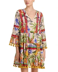 Printed Split V Neck Dress