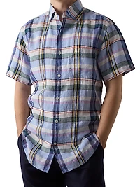 Robert Talbott Morgan Plaid Linen Short Sleeve Shirt