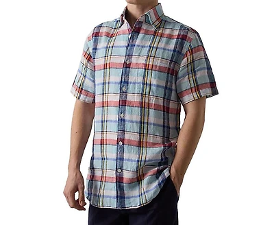 Robert Talbott Morgan Plaid Linen Short Sleeve Shirt