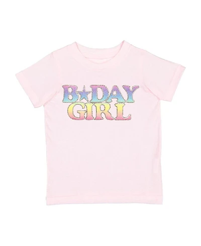 Sweet Wink Girls' Pastel Rainbow BDay Girl Patch Short Sleeve T-Shirt - Little Kid, Big Kid