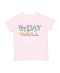 Sweet Wink Girls' Pastel Rainbow BDay Girl Patch Short Sleeve T-Shirt - Little Kid, Big Kid