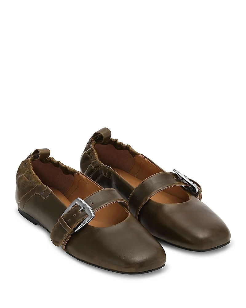 Ganni Women's Buckle Strap Ballerinas