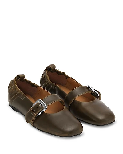 Ganni Women's Buckle Strap Ballerinas