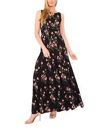 Sleeveless Pleated Boat Neck Maxi Dress