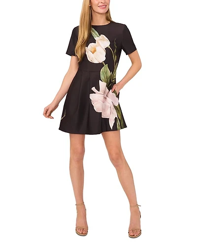 Short Sleeve Front Pleats Mini Dress