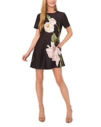 Short Sleeve Front Pleats Mini Dress