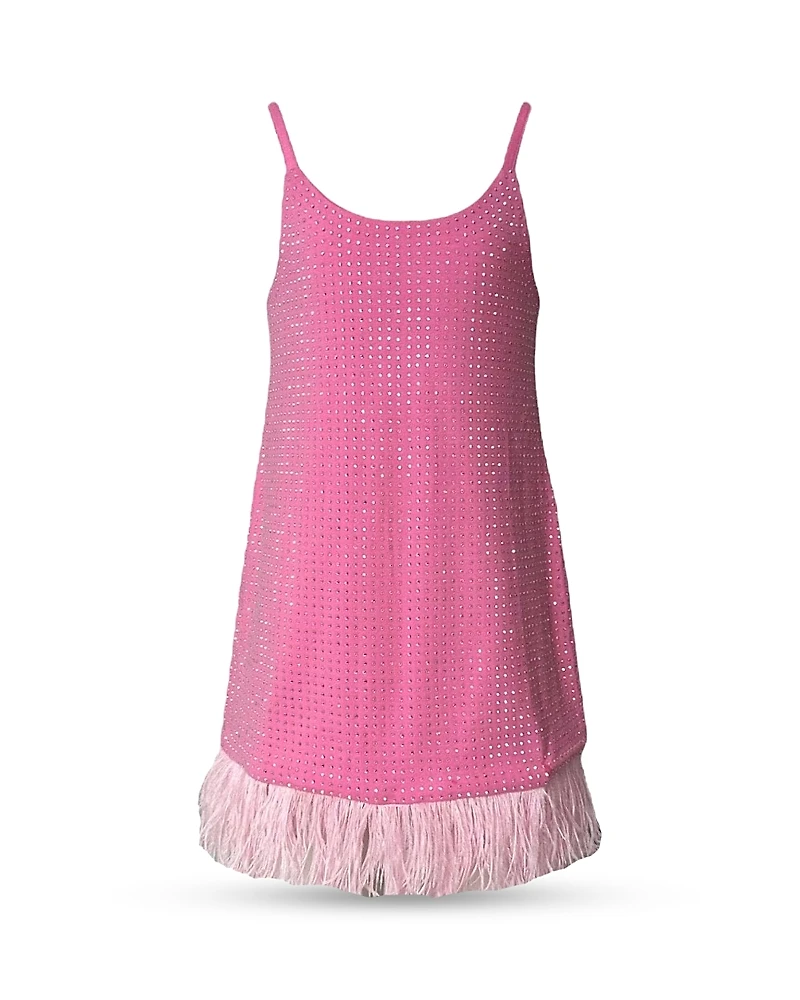 Lola + The Boys Girls' Taylor Crystal Embellished Fringe Dress - Little Kid, Big Kid