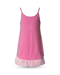 Lola + The Boys Girls' Taylor Crystal Embellished Fringe Dress - Little Kid, Big Kid