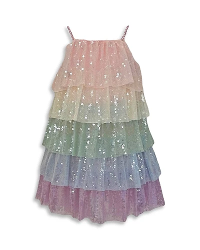 Lola + The Boys Girls' Rainbow Tiered Sequin Dress - Little Kid, Big Kid