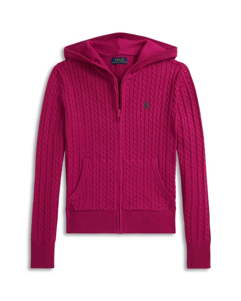 Girls' Mini Cable Cotton Full Zip Hoodie - Big Kid
