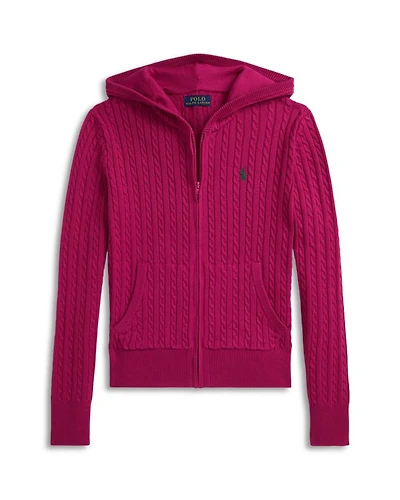 Girls' Mini Cable Cotton Full Zip Hoodie - Big Kid
