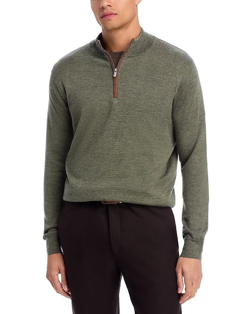 Peter Millar Autumn Crest Suede Trim Quarter Zip Sweater