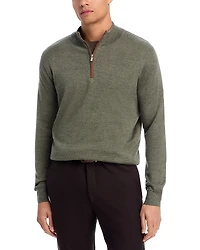 Peter Millar Autumn Crest Suede Trim Quarter Zip Sweater