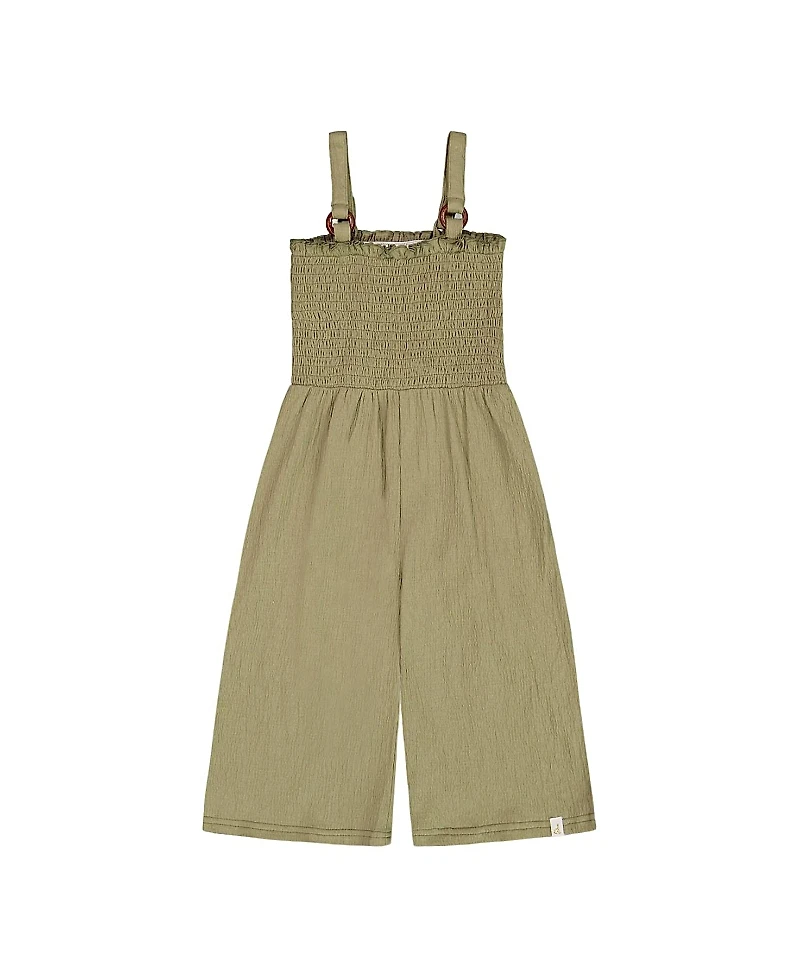 Deux par Girls' Smocked Crinkle Jersey Jumpsuit - Little Kid