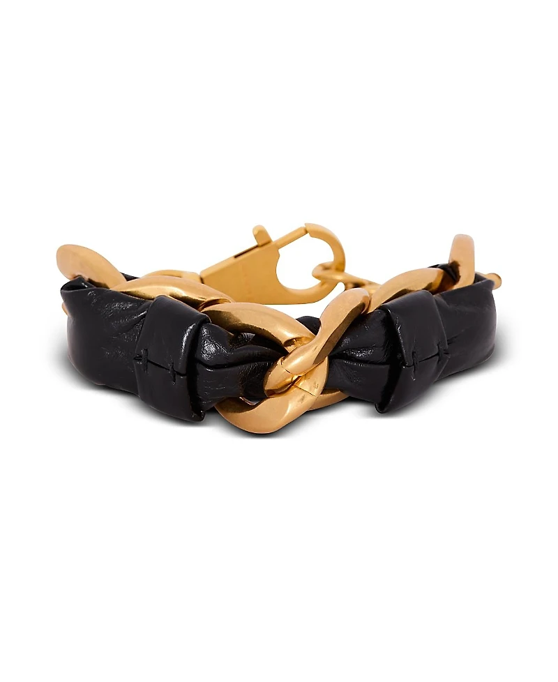 Balmain 1945 Soft Chain and Leather Bracelet