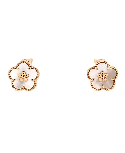 Pre-Owned Van Cleef & Arpels Lucky Spring Plum Blossom Stud Earring 18K Rose Gold and Mother of Pearl