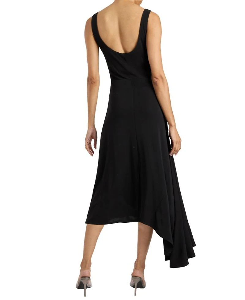 Tani Sleeveless Midi Dress with Asymmetric Skirt Panel Luxury Jersey