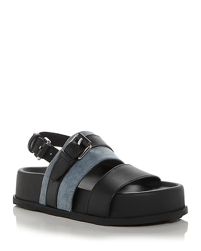 Moschino Women's Tie-Me Denim & Leather Platform Sandals