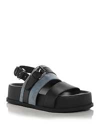 Moschino Women's Tie-Me Denim & Leather Platform Sandals