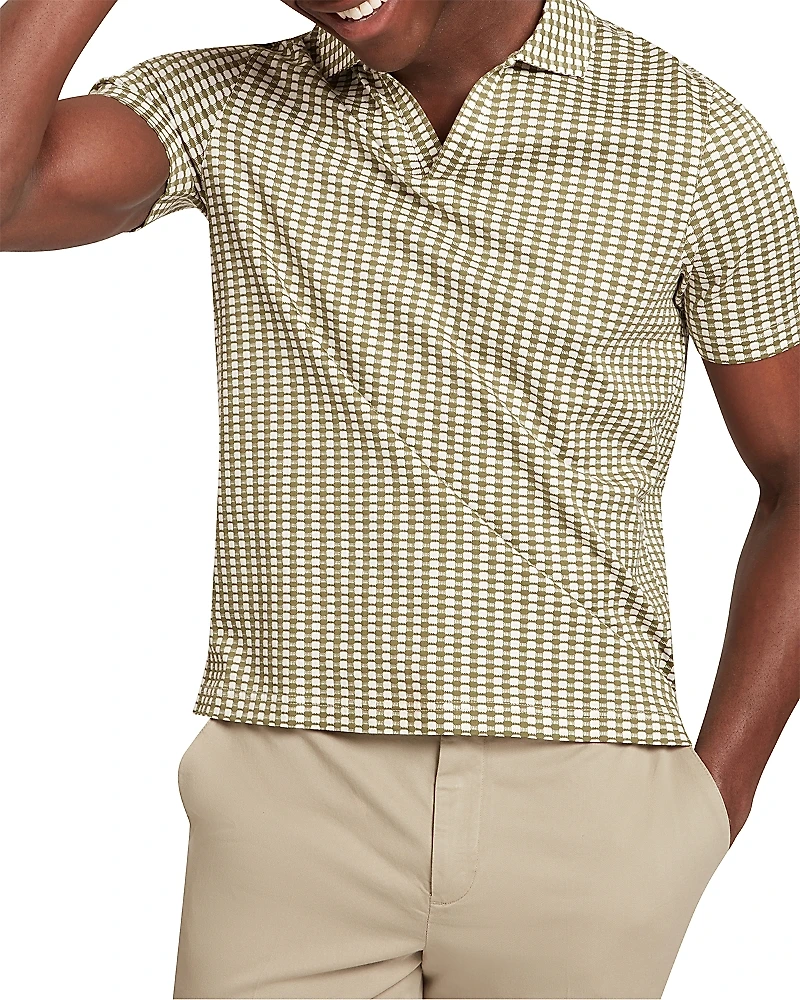 Ted Baker Matejo Mini Check Open Neck Polo Shirt