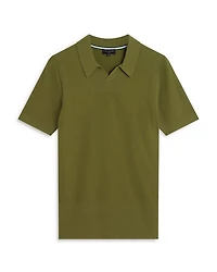 Aindrea Textured Rib Open Neck Knitted Polo Shirt