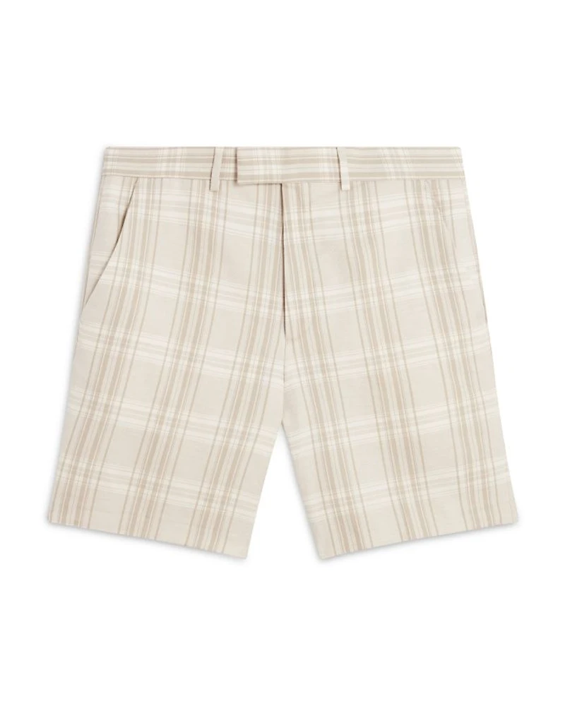 Arrigos Checked Cotton & Linen Straight Leg 7.5" Shorts