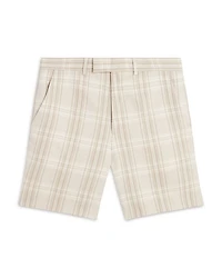 Arrigos Checked Cotton & Linen Straight Leg 7.5" Shorts