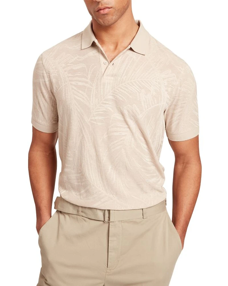 Edwine Jacquard Leaf Print Polo Shirt