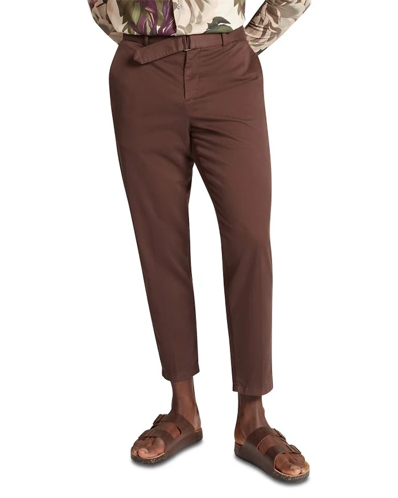 Armodo Tapered Fit Belted Cotton Stretch Pants