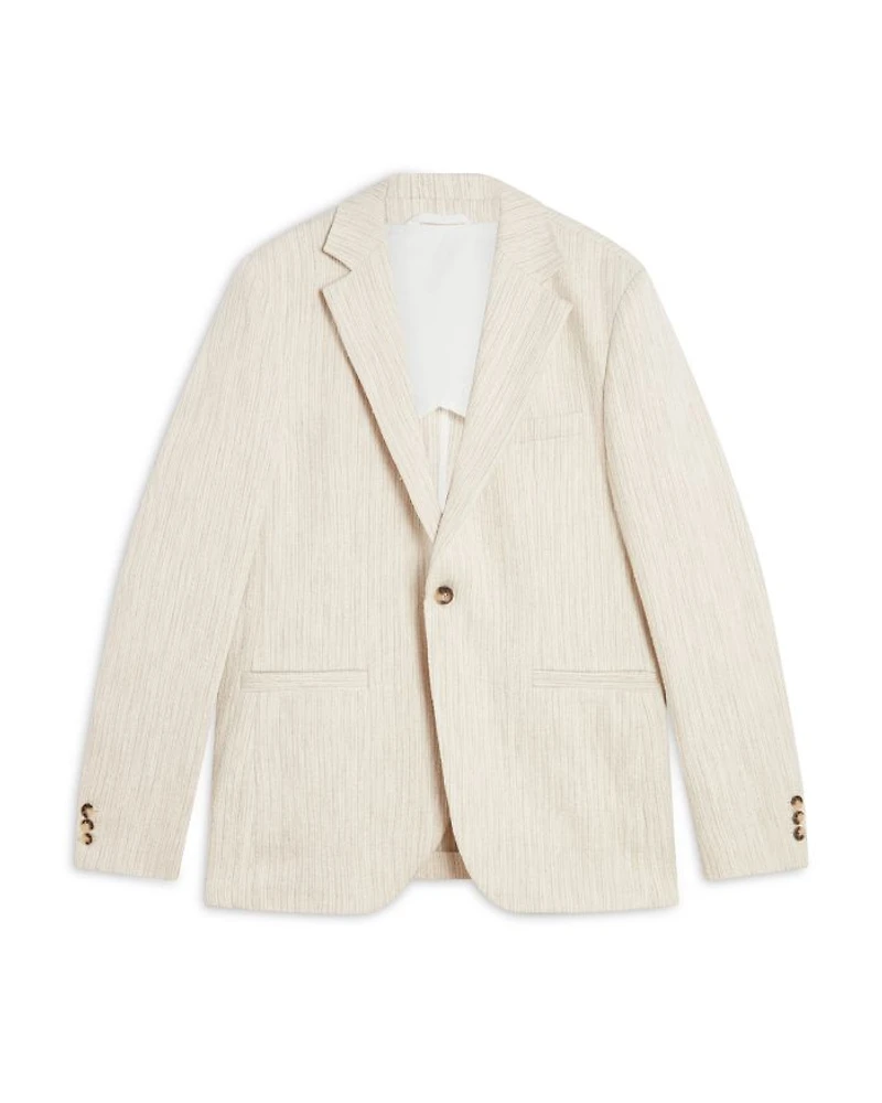 Rusticj Regular Fit Textured Bouclé Cotton Blend Blazer