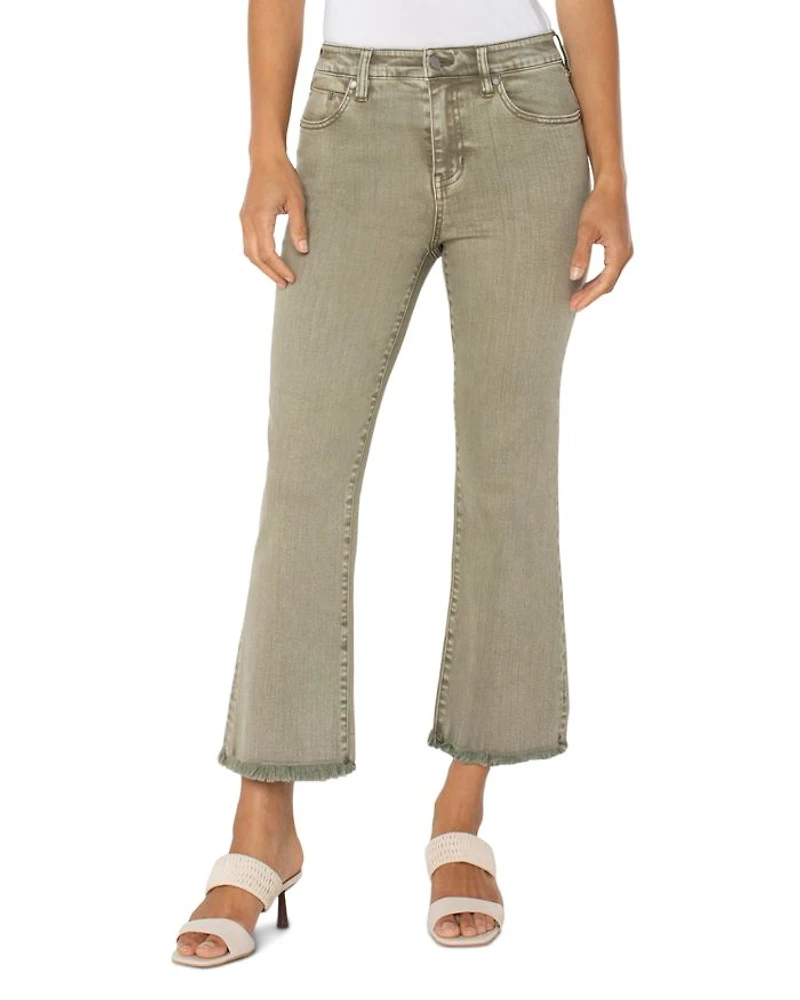 Hannah High Rise Cropped Flare Leg Jeans Mineral Laurel Olive