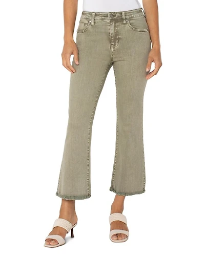 Hannah High Rise Cropped Flare Leg Jeans Mineral Laurel Olive