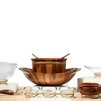 Braid Gold Round Salad Bowl & Servers