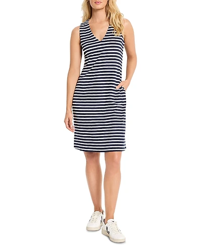 Nzt By Nic+Zoe Striped Sleeveless V Neck Dress