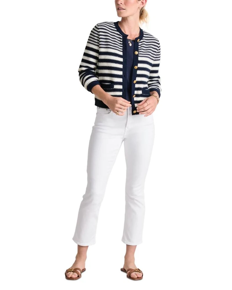 Cotton Cashmere Stripe Texture Cardigan