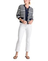 Cotton Cashmere Stripe Texture Cardigan