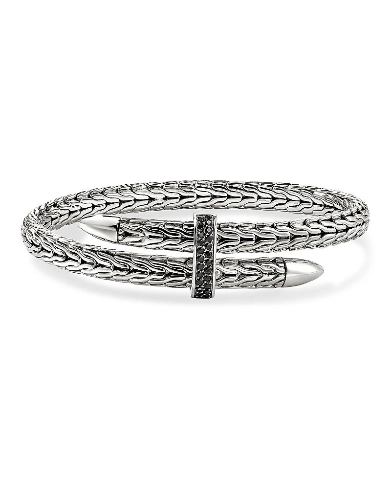 John Hardy Sterling Silver Spear Black Sapphire Flex Bracelet