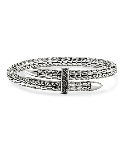 John Hardy Sterling Silver Spear Black Sapphire Flex Bracelet