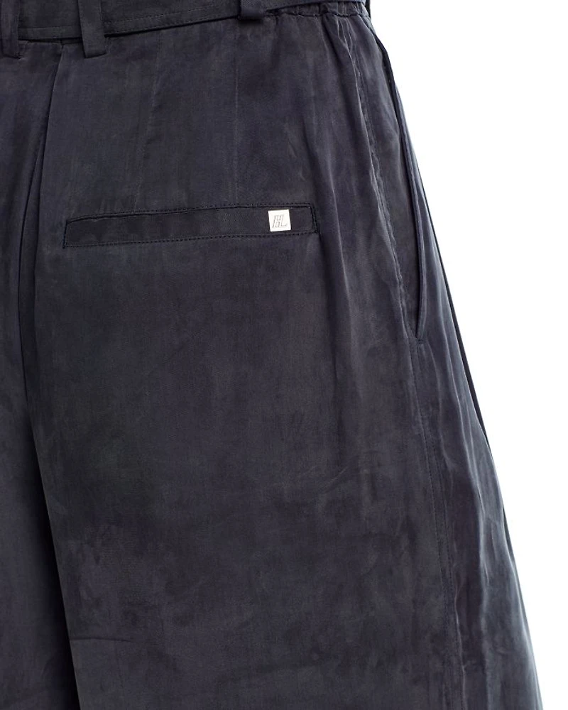 Double Pleat Wide Leg Belted Pants