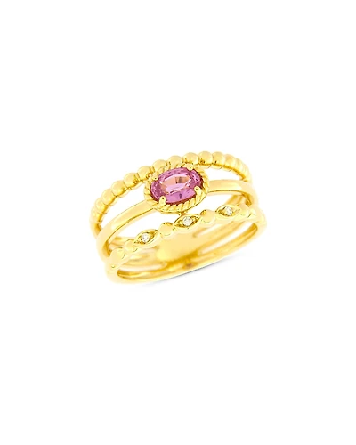 Bloomingdale's Fine Collection Pink Sapphire & Diamond Triple Stack Look Ring
