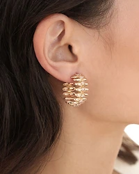 Baguette Cubic Zirconia Oval Dome Hoop Earrings