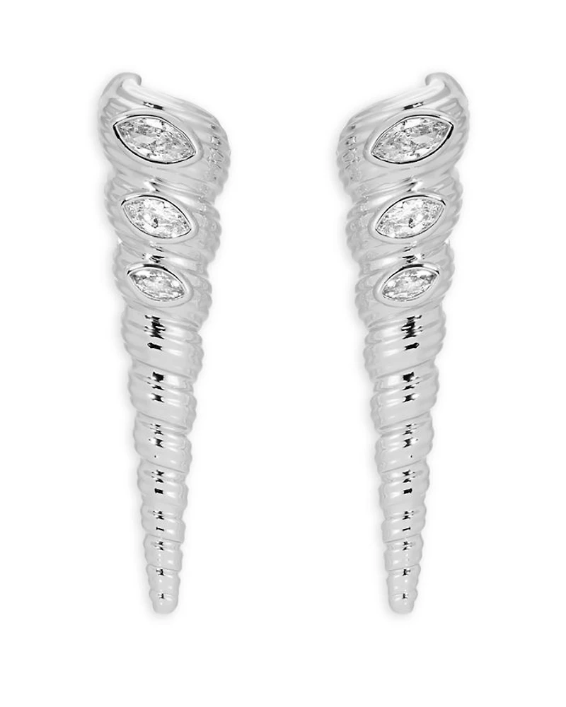Cubic Zirconia Capri Shell Linear Drop Earrings